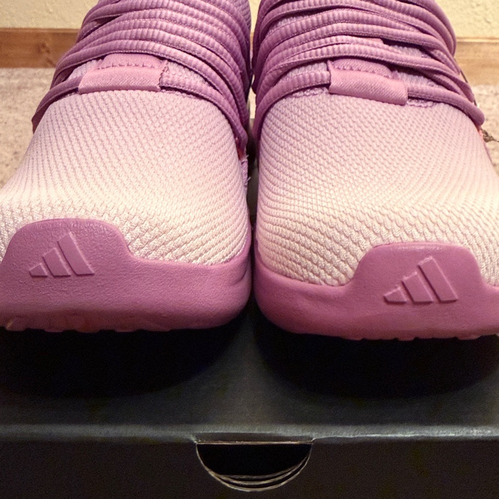 Addidas Womens Pink Knit Athletic Sneakers - Lightweight Comfort - Picture 11 of 16